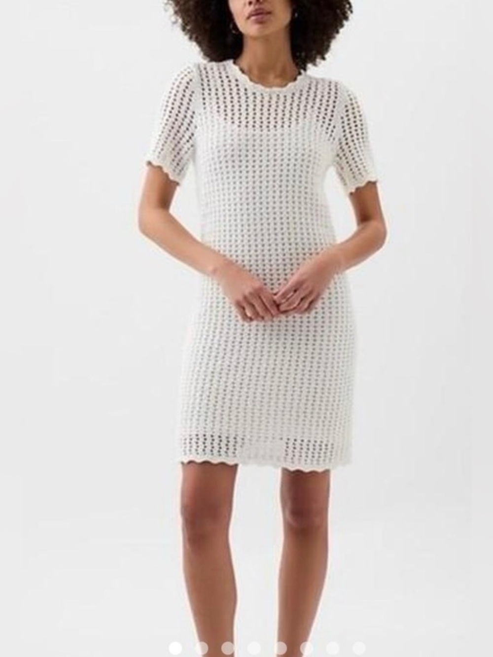 GAP Crochet Knit Sheath Dress Ivory Petite NWT Cotton Lined Boho Retro SP #2633